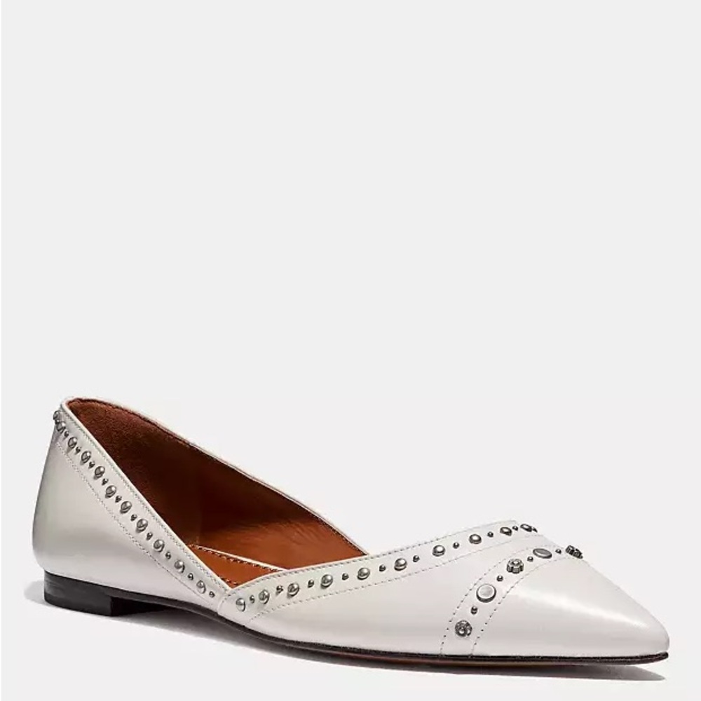 Coach White Studded Flats Valintina